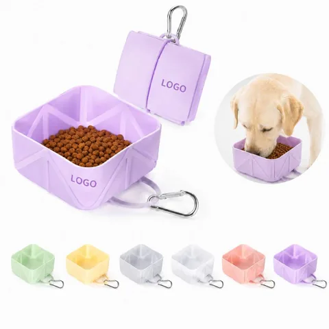 17oz Collapsible Silicone Pet Bowl with Carabiner for Travel