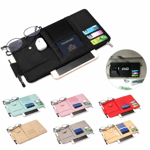 Car Truck Sun Visor Storage Pouch Organizer with Multiple 2