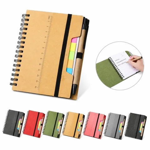 Spiral Notebook Set with Lined Pages, Sticky Notes, and Pen 2