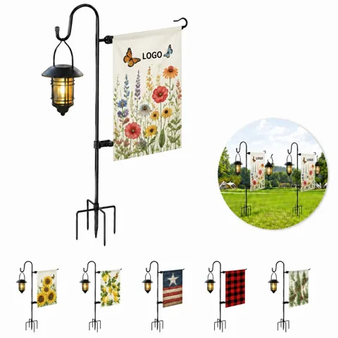 48in Dual-Use Garden Flag Set with Metal Pole & Light Hanger