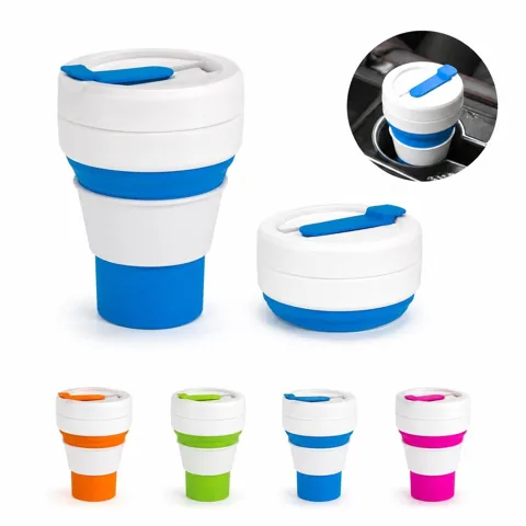 Collapsible Silicone Coffee Cup 12oz with Straw, 2