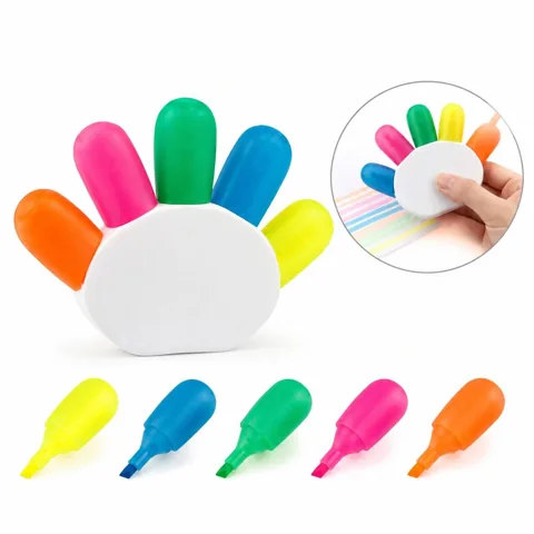 5-Color Palm Grip Fluorescent Pens Set for Highlighting 2