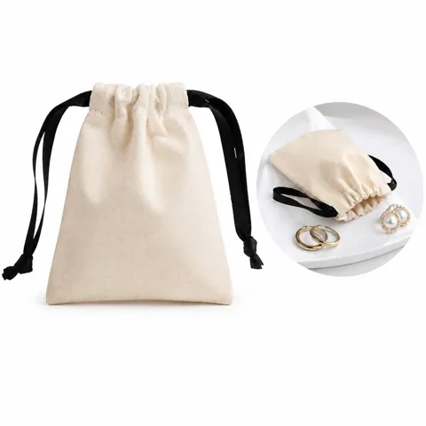 Organic Cotton Drawstring Pouch for Jewelry Gift Storage 2