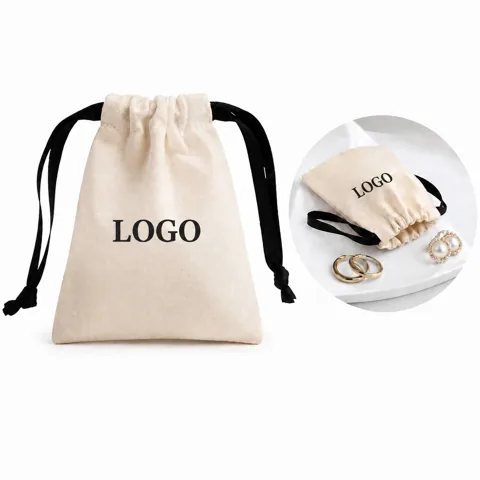 Organic Cotton Drawstring Pouch for Jewelry Gift Storage