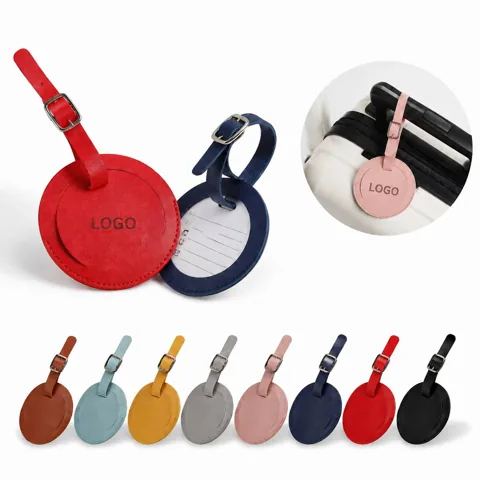 Privacy PU Leather Circle Luggage Tags for Suitcases