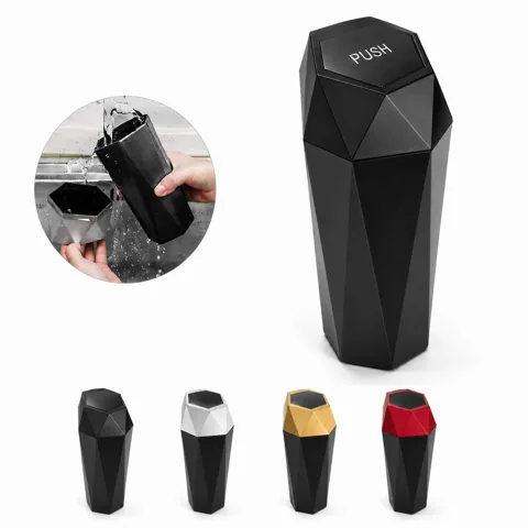 Auto-Rebound Car Trash Can with Secure Lid for Vehicle Cup 2