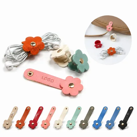 PU Leather Flower Cable Organizer for Cords and Chargers