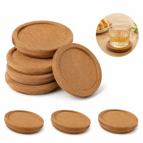 Natural Cork Coasters Set of 6, Absorbent & Heat Resistant 2