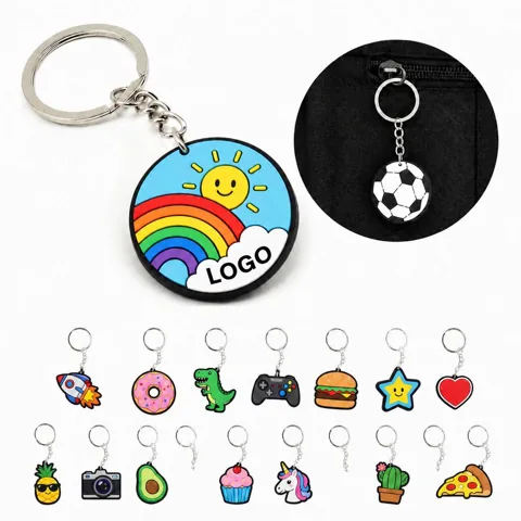Custom Soccer Ball PVC Keychain with Metal Ring
