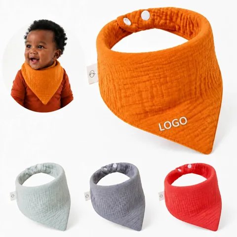 Adjustable Cotton Baby Bib Scarf, Triangle Design for Everyday Use