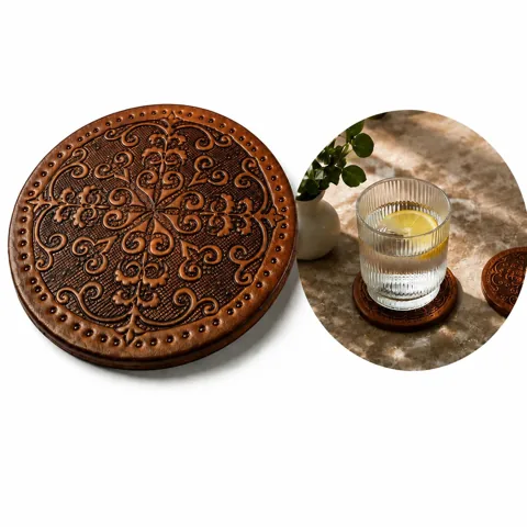 Genuine Leather Non-Slip Coaster for Drinks 2
