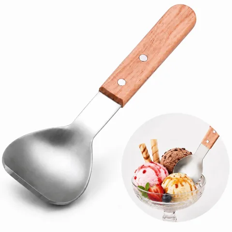 Sturdy Ice Cream Scoop with Wooden Handle, Stainless Steel 2