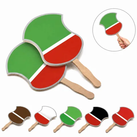 Customizable Full Color Wooden Handle Paper Fan for Events 2