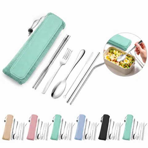 7-Piece Stainless Steel Portable Tableware Set for Travel 2