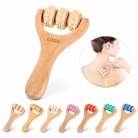 Natural Wood Muscle Massage Roller for Deep Tissue Relief