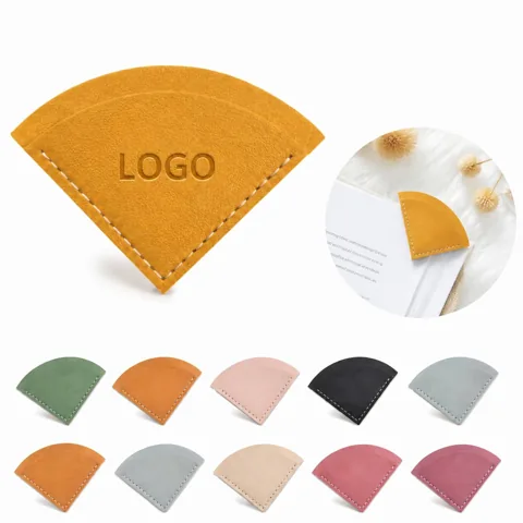 Fan-Shaped PU Leather Corner Bookmark for Books