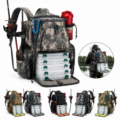Waterproof Fishing Backpack with Rod Holders, Large Capacity 2