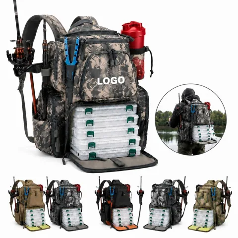 Waterproof Fishing Backpack with Rod Holders, Large Capacity