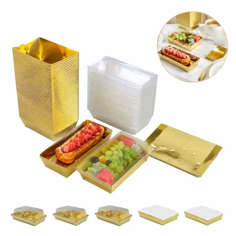 Golden Bakery Food Box with Clear Lid, Oil-Resistant 2
