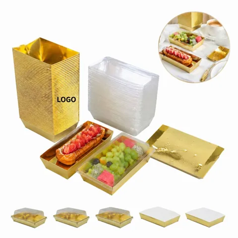 Golden Bakery Food Box with Clear Lid, Oil-Resistant
