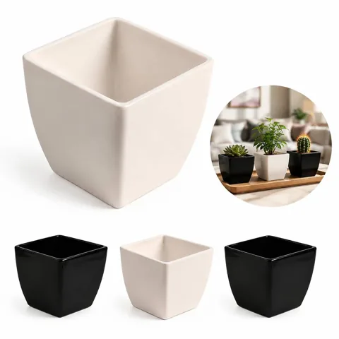 Heavy-Duty Square Plastic Planter with Drainage Holes 2