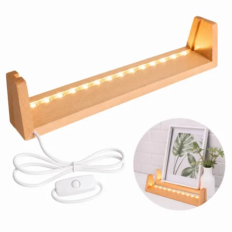 Wooden U-Shaped LED Photo Frame with Touch Control 2