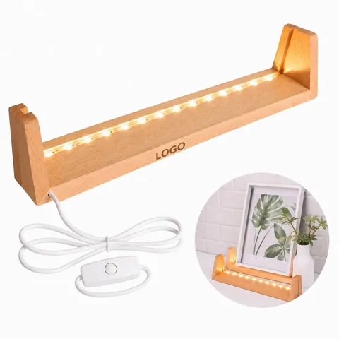 Wooden U-Shaped LED Photo Frame with Touch Control