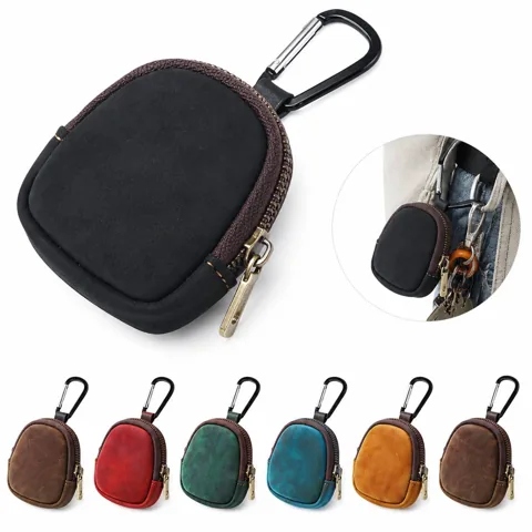 Vintage Cowhide Coin Purse, Premium Leather Snap Closure 2