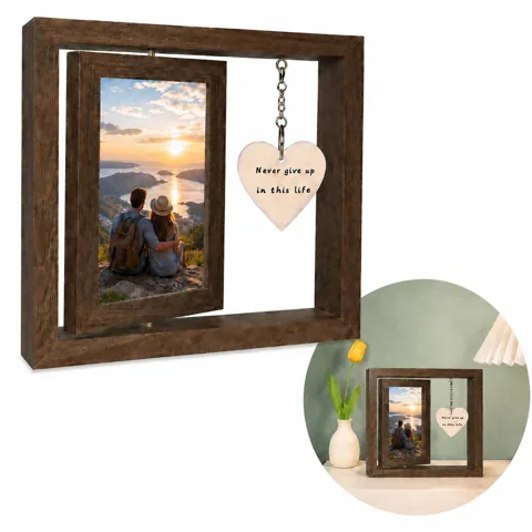 Custom Rotatable Double-Sided Photo Frame with Metal Pendant 2