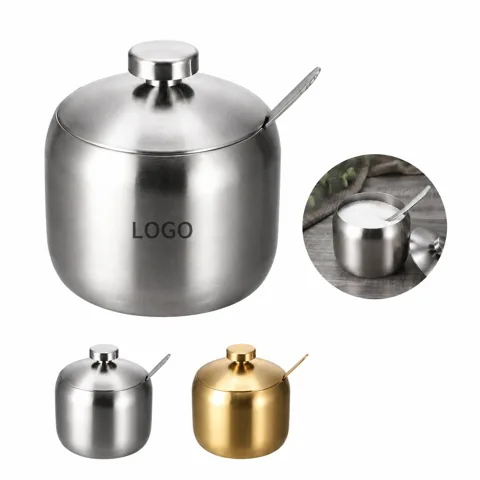 Stainless Steel Sugar Bowl with Lid for Kitchen Condiment