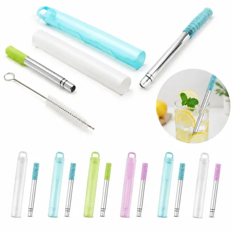 Retractable Stainless Steel Straw for Travel, Reusable 2