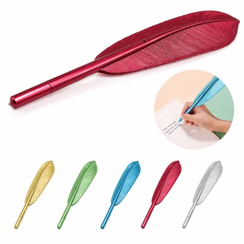 Retro Feather Ballpoint Pen - Smooth Writing Vintage Style 2