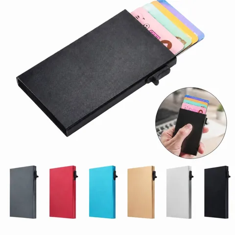 Slim Aluminum Pop-Up Card Holder with Auto-Eject Mechanism 2
