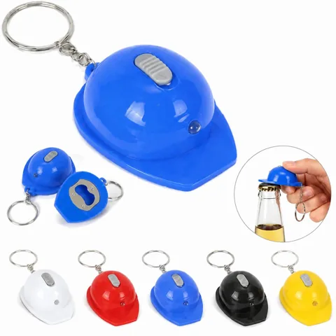 LED Hard Hat Keychain with Bottle Opener and Light 2