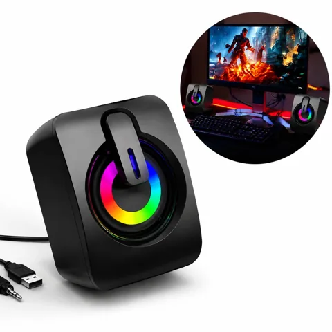Mini RGB Wired Computer Speakers with LED Light 2