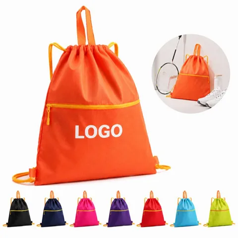 Waterproof Drawstring Backpack with Zipper, Thickened