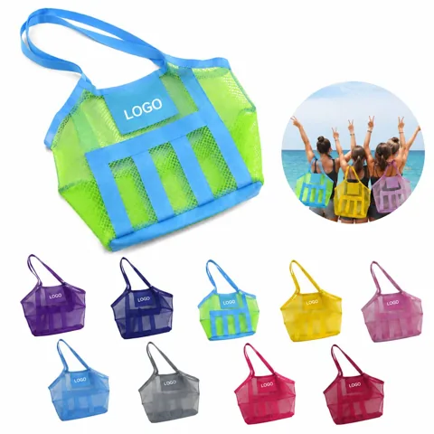 Mesh Beach Toy Storage Bag with Drawstring for Sand Toys