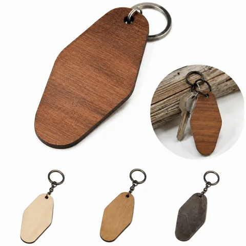 Custom Engraved Wooden Keychain Tag for Bag, Luggage & Keys 2