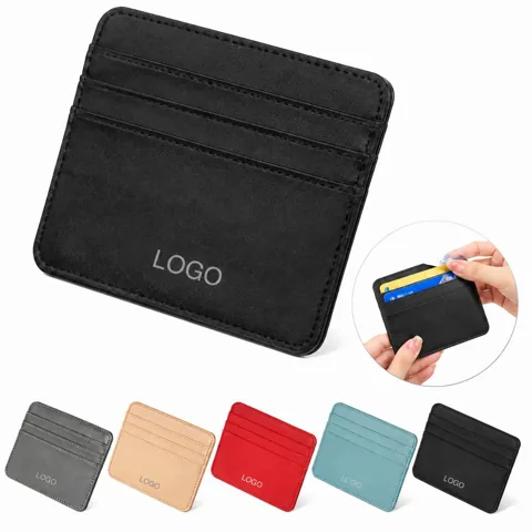 PU 4-Slot Card Holder with Durable Flip Design