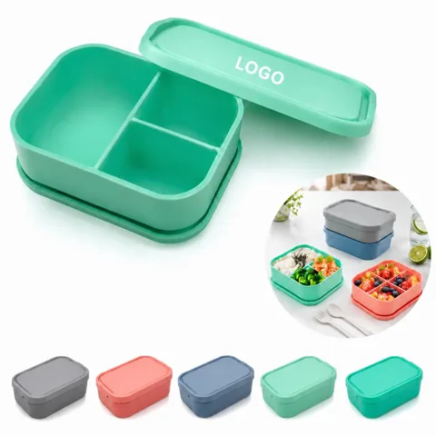 3-Compartment Silicone Lunch Box, 26oz, Microwave &