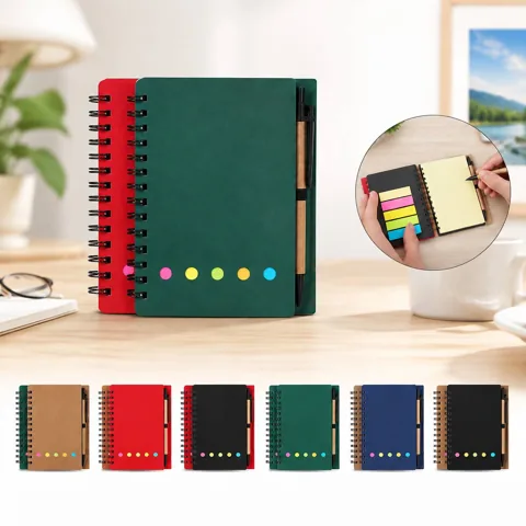 Spiral Mini Notebook Set with Pen, Flags & Sticky Notes 2
