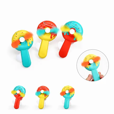 Hand-Cranked Donut Mini Fan Portable Manual Cooling for Everyday Use 2