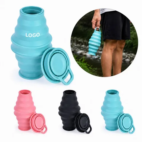 17 oz Collapsible Silicone Water Bottle with Leak-Proof Cap