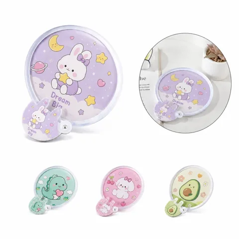 Compact Round Folding Fan with Vibrant Multi-Color Design 2
