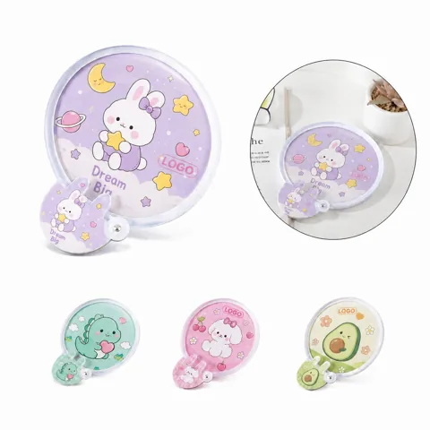 Compact Round Folding Fan with Vibrant Multi-Color Design