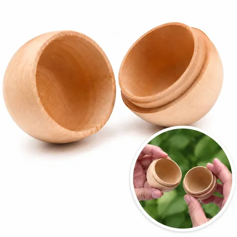 Handcrafted Hollow Wooden Easter Eggs with Carved Patterns 2