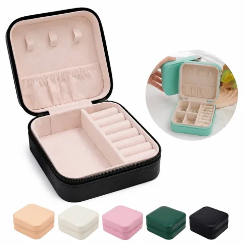 Waterproof PU Leather Travel Jewelry Box with Padded 2