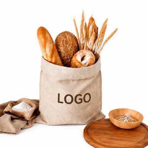 Eco Drawstring Bread Bag, Double-Layer Linen for Fresh