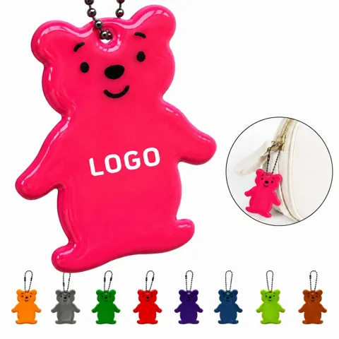 Reflective PVC Bear Keychain for Safety and Style