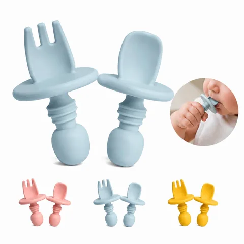 Food-Grade Silicone Baby Spoon Fork Set for Self-Feeding 2